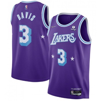 Men's Los Angeles Lakers #3 Anthony Davis Purple 2021 City Edition 75th Anniversary Stitched Jersey Men's Los Angeles Lakers #3 Anthony Davis Purple 2021 City Edition 75th Anniversary Stitched Jersey
