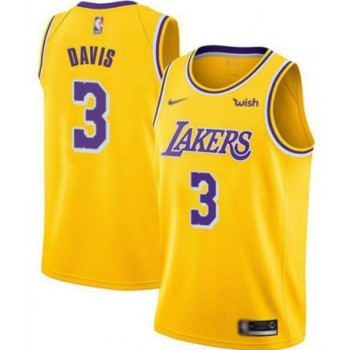 Men's Los Angeles Lakers #3 Anthony Davis Yellow Stitched NBA Jersey Men's Los Angeles Lakers #3 Anthony Davis Yellow Stitched NBA Jersey