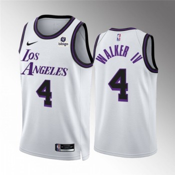 Men's Los Angeles Lakers #4 Walker IV White City Edition Stitched Basketball Jersey Men's Los Angeles Lakers #4 Walker IV White City Edition Stitched Basketball Jersey