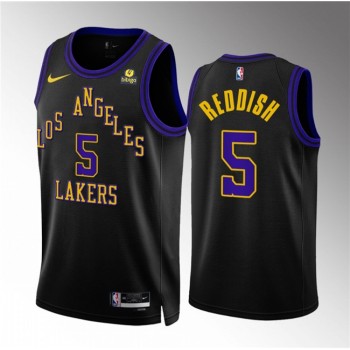 Men's Los Angeles Lakers #5 Cam Reddish Black 2023/24 City Edition Stitched Basketball Jersey Men's Los Angeles Lakers #5 Cam Reddish Black 2023/24 City Edition Stitched Basketball Jersey