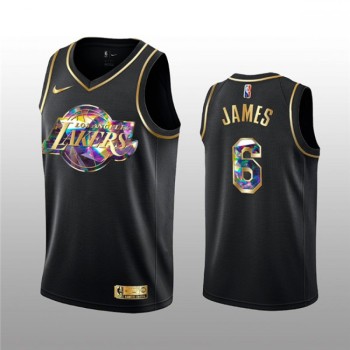 Men's Los Angeles Lakers #6 LeBron James 2021/22 Black Golden Edition 75th Anniversary Diamond Logo Stitched Basketball Jersey Men's Los Angeles Lakers #6 LeBron James 2021/22 Black Golden Edition 75th Anniversary Diamond Logo Stitched Basketball Jersey