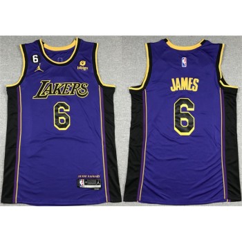Men's Los Angeles Lakers #6 LeBron James 2022/23 Purple Classic Edition No.6 Patch Stitched Basketball Jersey Men's Los Angeles Lakers #6 LeBron James 2022/23 Purple Classic Edition No.6 Patch Stitched Basketball Jersey