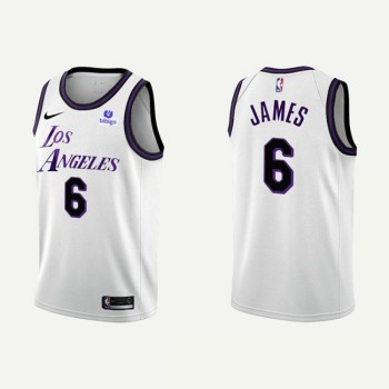 Men's Los Angeles Lakers #6 LeBron James 2022/23 White Stitched Basketball Jersey Men's Los Angeles Lakers #6 LeBron James 2022/23 White Stitched Basketball Jersey
