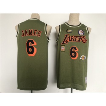 Men's Los Angeles Lakers #6 LeBron James Green Military Flight Patchs Stitched Basketball Jersey Men's Los Angeles Lakers #6 LeBron James Green Military Flight Patchs Stitched Basketball Jersey