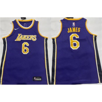 Men's Los Angeles Lakers #6 LeBron James Purple Stitched Basketball Jersey Men's Los Angeles Lakers #6 LeBron James Purple Stitched Basketball Jersey