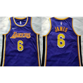 Men's Los Angeles Lakers #6 LeBron James Purple Stitched Basketball Jersey Men's Los Angeles Lakers #6 LeBron James Purple Stitched Basketball Jersey