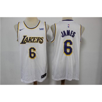 Men's Los Angeles Lakers #6 LeBron James White Stitched Basketball Jersey Men's Los Angeles Lakers #6 LeBron James White Stitched Basketball Jersey