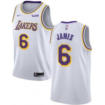 Men's Los Angeles Lakers #6 LeBron James White Stitched NBA Jersey Men's Los Angeles Lakers #6 LeBron James White Stitched NBA Jersey