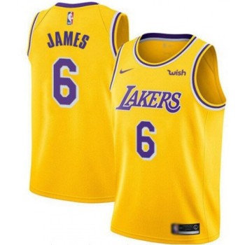 Men's Los Angeles Lakers #6 LeBron James Yellow Stitched NBA Jersey Men's Los Angeles Lakers #6 LeBron James Yellow Stitched NBA Jersey