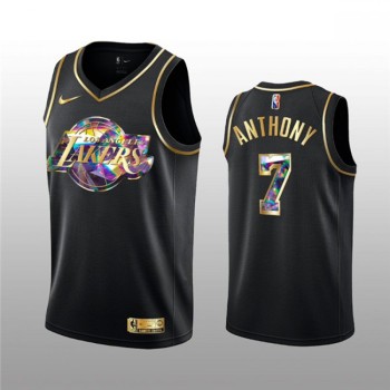 Men's Los Angeles Lakers #7 Carmelo Anthony 2021/22 Black Golden Edition 75th Anniversary Diamond Logo Stitched Basketball Jersey Men's Los Angeles Lakers #7 Carmelo Anthony 2021/22 Black Golden Edition 75th Anniversary Diamond Logo Stitched Basketball Jersey