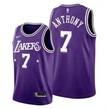 Men's Los Angeles Lakers #7 Carmelo Anthony 2021/22 City Edition Purple Stitched Jersey Men's Los Angeles Lakers #7 Carmelo Anthony 2021/22 City Edition Purple Stitched Jersey