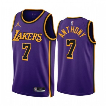 Men's Los Angeles Lakers #7 Carmelo Anthony 2022/23 Purple Statement Edition Stitched Basketball Jersey Men's Los Angeles Lakers #7 Carmelo Anthony 2022/23 Purple Statement Edition Stitched Basketball Jersey