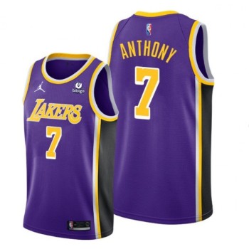 Men's Los Angeles Lakers #7 Carmelo Anthony 75th Anniversary Purple Stitched Jersey Men's Los Angeles Lakers #7 Carmelo Anthony 75th Anniversary Purple Stitched Jersey