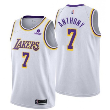 Men's Los Angeles Lakers #7 Carmelo Anthony White 75th Anniversary Stitched Basketball Jersey Men's Los Angeles Lakers #7 Carmelo Anthony White 75th Anniversary Stitched Basketball Jersey