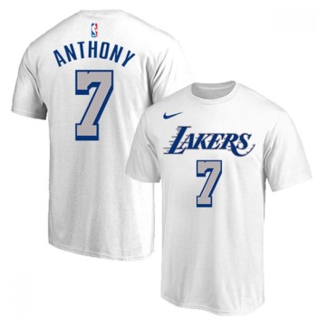 Men's Los Angeles Lakers #7 Carmelo Anthony White Basketball T-Shirt Men's Los Angeles Lakers #7 Carmelo Anthony White Basketball T-Shirt