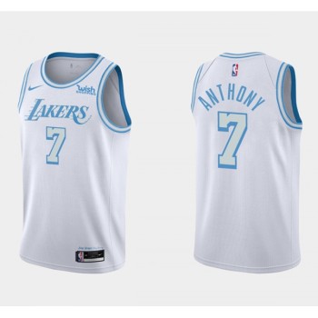 Men's Los Angeles Lakers #7 Carmelo Anthony White City Edition Stitched Basketball Jersey Men's Los Angeles Lakers #7 Carmelo Anthony White City Edition Stitched Basketball Jersey