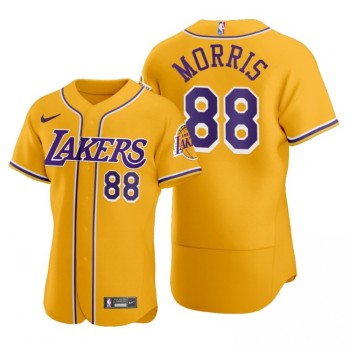 Men's Los Angeles Lakers #88 Markieff Morris 2020 Gold NBA X MLB Crossover Edition Stitched Jersey Men's Los Angeles Lakers #88 Markieff Morris 2020 Gold NBA X MLB Crossover Edition Stitched Jersey