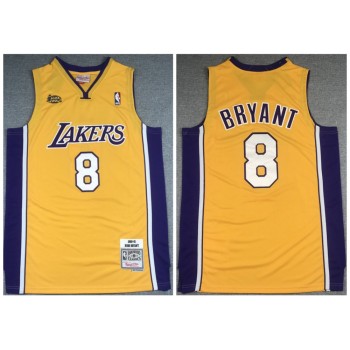 Men's Los Angeles Lakers #8 Kobe Bryant Gold NBA Final 2000-2001 Throwback Stitched Jersey Men's Los Angeles Lakers #8 Kobe Bryant Gold NBA Final 2000-2001 Throwback Stitched Jersey