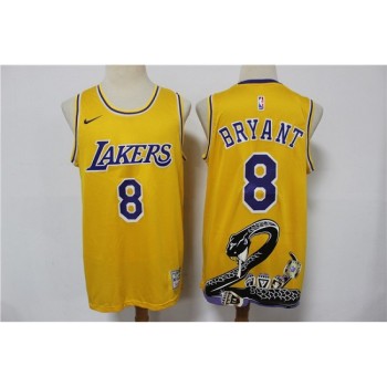 Men's Los Angeles Lakers #8 Kobe Bryant Yellow Stitched Jersey Men's Los Angeles Lakers #8 Kobe Bryant Yellow Stitched Jersey