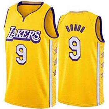 Men's Los Angeles Lakers #9 Rajon Rondo Stitched Yellow Jersey Men's Los Angeles Lakers #9 Rajon Rondo Stitched Yellow Jersey