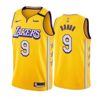 Men's Los Angeles Lakers #9 Rajon Rondo Yellow Stitched Jersey Men's Los Angeles Lakers #9 Rajon Rondo Yellow Stitched Jersey