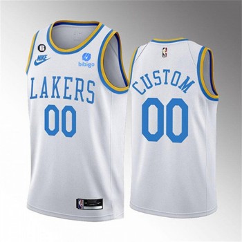 Men's Los Angeles Lakers Active Player Cutom 2022-23 White No.6 Patch Classic Edition Stitched Basketball Jersey Men's Los Angeles Lakers Active Player Cutom 2022-23 White No.6 Patch Classic Edition Stitched Basketball Jersey