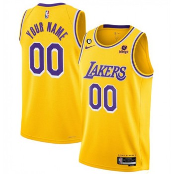 Men's Los Angeles Lakers Active Player Cutom 2022-23 Yellow No.6 Patch Stitched Basketball Jersey Men's Los Angeles Lakers Active Player Cutom 2022-23 Yellow No.6 Patch Stitched Basketball Jersey