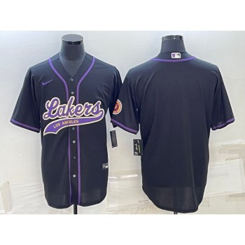 Men's Los Angeles Lakers Blank Black Cool Base Stitched Baseball Jersey Men's Los Angeles Lakers Blank Black Cool Base Stitched Baseball Jersey