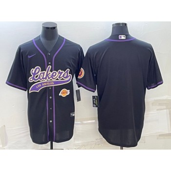 Men's Los Angeles Lakers Blank Black With Patch Cool Base Stitched Baseball Jersey Men's Los Angeles Lakers Blank Black With Patch Cool Base Stitched Baseball Jersey