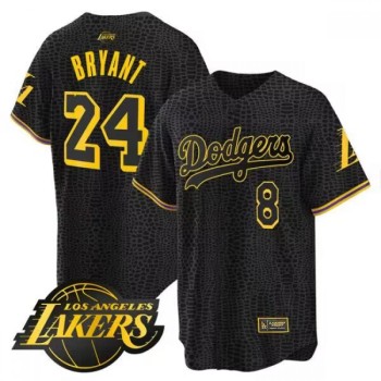 Men's Los Angeles Lakers Front #8 Back #24 Kobe Bryant Black Cool Base With Patch Stitched Baseball Jersey Men's Los Angeles Lakers Front #8 Back #24 Kobe Bryant Black Cool Base With Patch Stitched Baseball Jersey