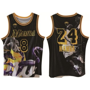 Men's Los Angeles Lakers Front #8 Back #24 Kobe Bryant Black Print Basketball Jersey Men's Los Angeles Lakers Front #8 Back #24 Kobe Bryant Black Print Basketball Jersey
