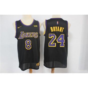 Men's Los Angeles Lakers Front #8 Back #24 Kobe Bryant Black Stitched Jersey Men's Los Angeles Lakers Front #8 Back #24 Kobe Bryant Black Stitched Jersey