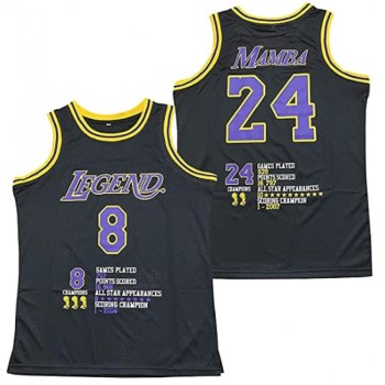 Men's Los Angeles Lakers Front #8 'Legend'Back #24 'Mamba'Kobe Bryant Black Stitched Jersey Men's Los Angeles Lakers Front #8 'Legend'Back #24 'Mamba'Kobe Bryant Black Stitched Jersey