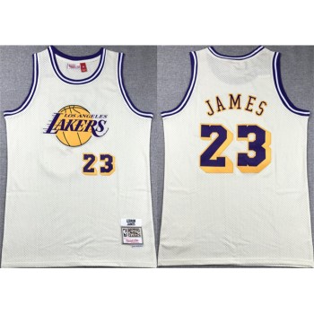 Men's Los Angeles Lakers #23 LeBron James White Throwback basketball Jersey Men's Los Angeles Lakers #23 LeBron James White Throwback basketball Jersey