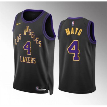 Men's Los Angeles Lakers #4 Skylar Mays Black 2023/24 City Edition Stitched Basketball Jersey Men's Los Angeles Lakers #4 Skylar Mays Black 2023/24 City Edition Stitched Basketball Jersey