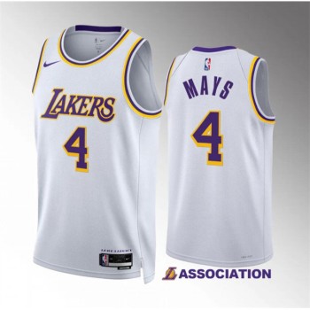 Men's Los Angeles Lakers #4 Skylar Mays White Association Edition Stitched Basketball Jersey Men's Los Angeles Lakers #4 Skylar Mays White Association Edition Stitched Basketball Jersey