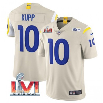 Men's Los Angeles Rams #10 Cooper Kupp 2022 Bone Super Bowl LVI Vapor Limited Stitched Jersey Men's Los Angeles Rams #10 Cooper Kupp 2022 Bone Super Bowl LVI Vapor Limited Stitched Jersey