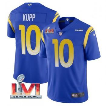 Men's Los Angeles Rams #10 Cooper Kupp 2022 Royal Super Bowl LVI Vapor Limited Stitched Jersey Men's Los Angeles Rams #10 Cooper Kupp 2022 Royal Super Bowl LVI Vapor Limited Stitched Jersey