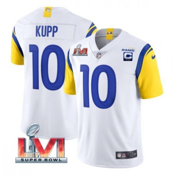 Men's Los Angeles Rams #10 Cooper Kupp 2022 White With C Patch Super Bowl LVI Vapor Limited Jersey Men's Los Angeles Rams #10 Cooper Kupp 2022 White With C Patch Super Bowl LVI Vapor Limited Jersey