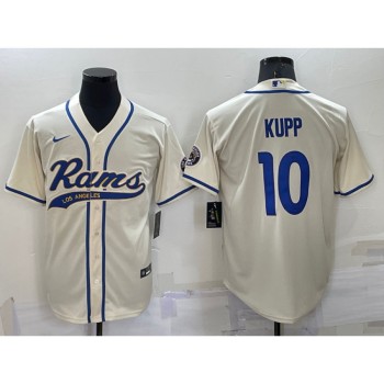 Men's Los Angeles Rams #10 Cooper Kupp Bone Cool Base Stitched Baseball Jersey Men's Los Angeles Rams #10 Cooper Kupp Bone Cool Base Stitched Baseball Jersey