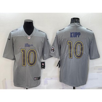 Men's Los Angeles Rams #10 Cooper Kupp Grey With Patch Atmosphere Fashion Stitched Jersey Men's Los Angeles Rams #10 Cooper Kupp Grey With Patch Atmosphere Fashion Stitched Jersey