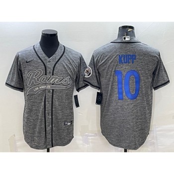 Men's Los Angeles Rams #10 Cooper Kupp Grey With Patch Cool Base Stitched Baseball Jersey Men's Los Angeles Rams #10 Cooper Kupp Grey With Patch Cool Base Stitched Baseball Jersey