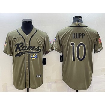 Men's Los Angeles Rams #10 Cooper Kupp Olive 2022 Salute to Service Cool Base Stitched Baseball Jersey Men's Los Angeles Rams #10 Cooper Kupp Olive 2022 Salute to Service Cool Base Stitched Baseball Jersey