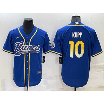 Men's Los Angeles Rams #10 Cooper Kupp Royal Cool Base Stitched Baseball Jersey Men's Los Angeles Rams #10 Cooper Kupp Royal Cool Base Stitched Baseball Jersey