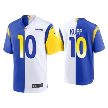 Men's Los Angeles Rams #10 Cooper Kupp Royal/White Split Stitched Football Jersey Men's Los Angeles Rams #10 Cooper Kupp Royal/White Split Stitched Football Jersey