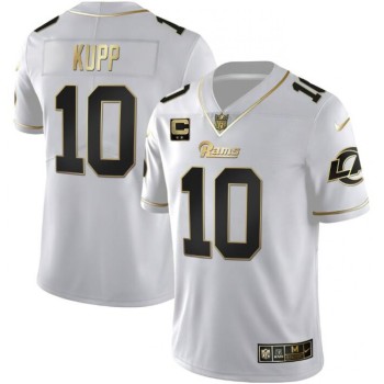 Men's Los Angeles Rams #10 Cooper Kupp White Golden with 2-Star Patch Vapor Vapor Stitched Football Jersey Men's Los Angeles Rams #10 Cooper Kupp White Golden with 2-Star Patch Vapor Vapor Stitched Football Jersey