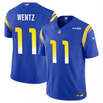 Men's Los Angeles Rams #11 Carson Wentz Blue 2023 F.U.S.E. Vapor Untouchable Stitched Football Jersey Men's Los Angeles Rams #11 Carson Wentz Blue 2023 F.U.S.E. Vapor Untouchable Stitched Football Jersey