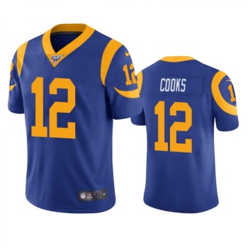 Men's Los Angeles Rams #12 Brandin Cooks Blue 2019 100th Season Vapor Untouchable Limited Stitched NFL Jersey Men's Los Angeles Rams #12 Brandin Cooks Blue 2019 100th Season Vapor Untouchable Limited Stitched NFL Jersey