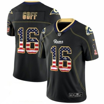Men's Los Angeles Rams #16 Jared Goff 2018 Black USA Flag Color Rush Limited Fashion NFL Stitched Jersey Men's Los Angeles Rams #16 Jared Goff 2018 Black USA Flag Color Rush Limited Fashion NFL Stitched Jersey