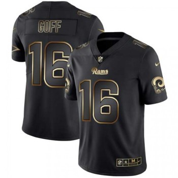 Men's Los Angeles Rams #16 Jared Goff 2019 Black Gold Edition Stitched NFL Jersey Men's Los Angeles Rams #16 Jared Goff 2019 Black Gold Edition Stitched NFL Jersey